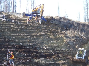 Work in progress & material transport on temporary access trail 