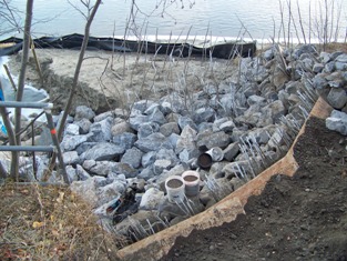 Installation of vegetated riprap 