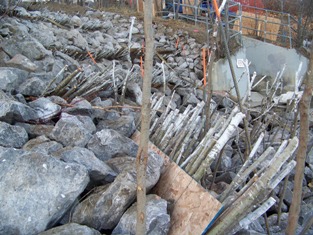 Completed vegetated riprap showing protective layers