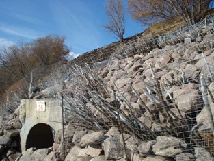 Completed vegetated riprap and adjacent brush layers / contour fascines