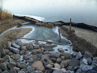 Straw bale / silt fence sediment barrier, October 2008 