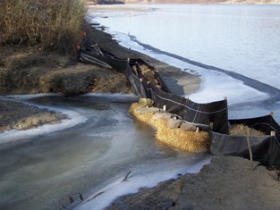 Straw bale / silt fence sediment barrier, October 2008 