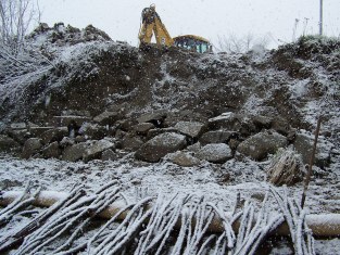 Installation of vegetated riprap on eroded bank, May 2008