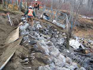 Installation of vegetated riprap 