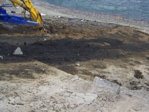 Placement of biosolids on slope on slope of Unit 1, spring 2008