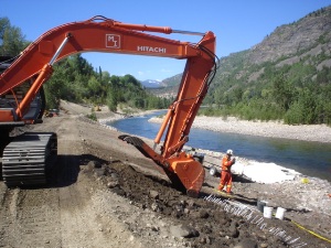 Machine assisted brush layers installation, riverbank spring 2006